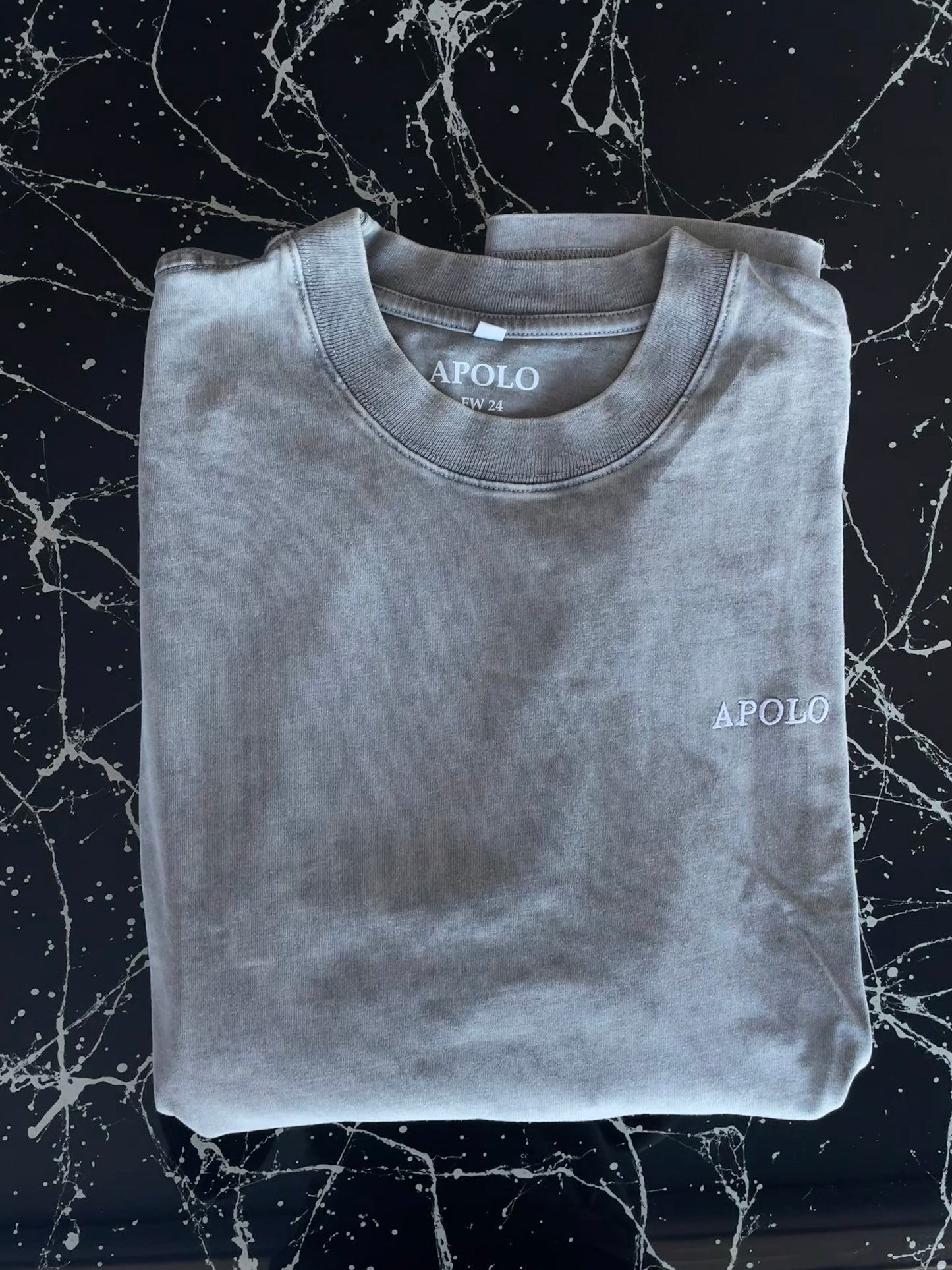 WASHED GRAY CURSIVE SHIRT