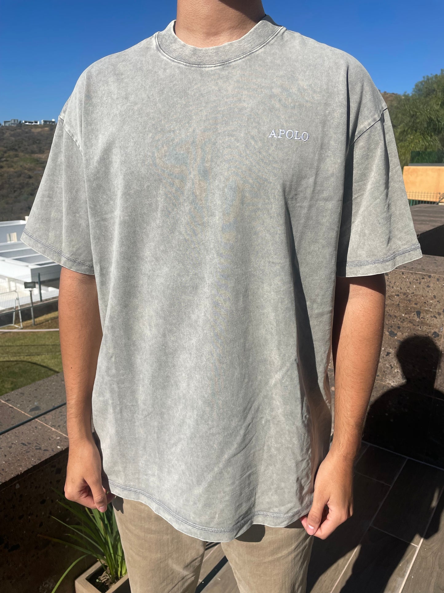 WASHED GRAY CURSIVE SHIRT